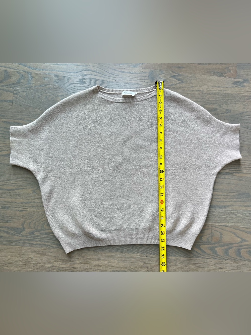 R Label 100% Wool Batwing Dolman Sweater Taupe S/M - Picture 9 of 10